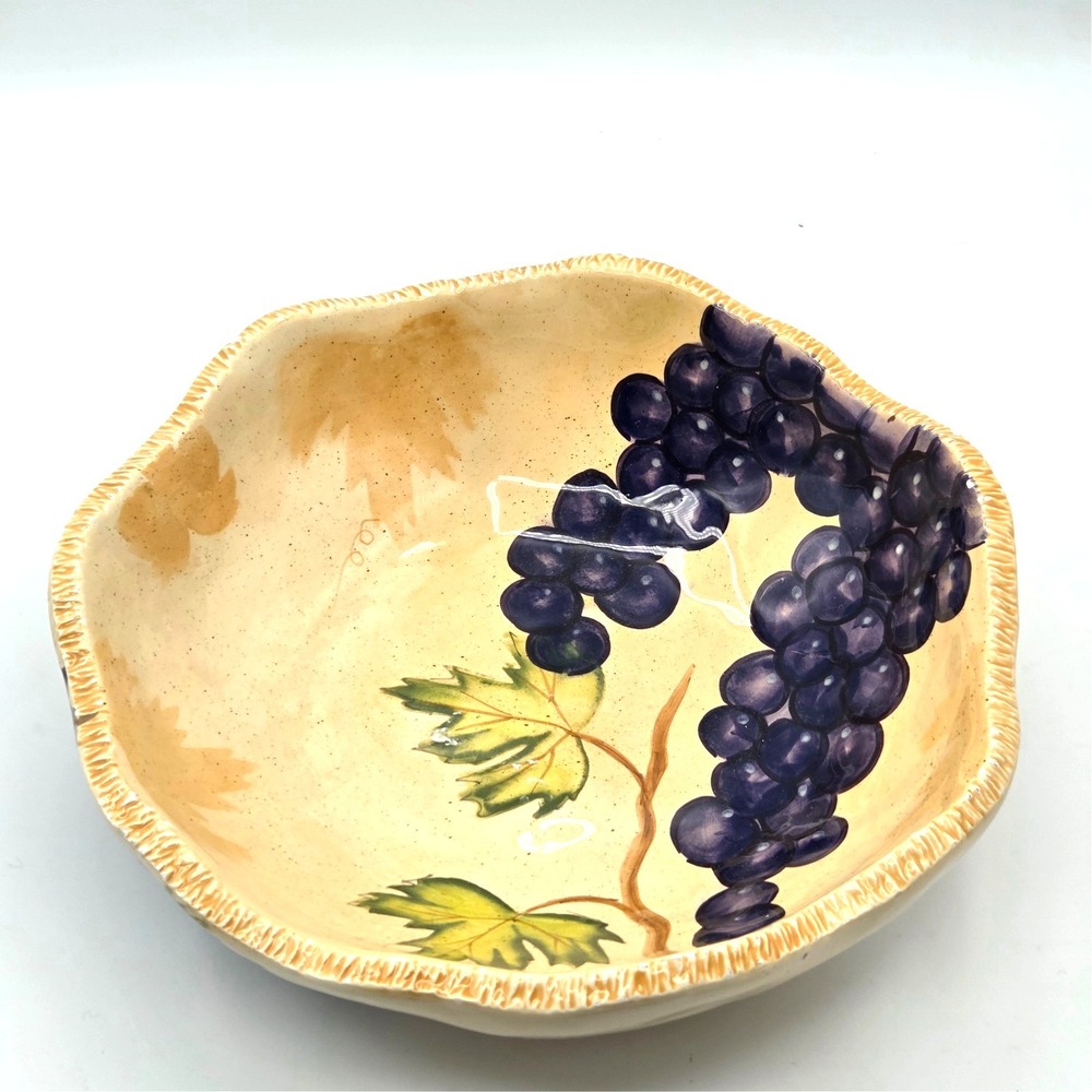 Bella Casa by Ganz Ceramic‎ Bowl ~Grapes Design ~ 9.5" Diameter ~EXCELLENT!
